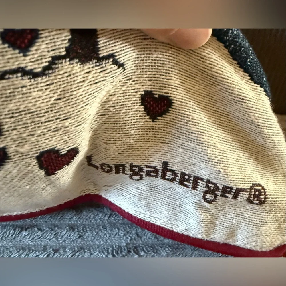 Longaberger Snowman Tapestry Gingerbread Holiday Pillow Red and Green Accents